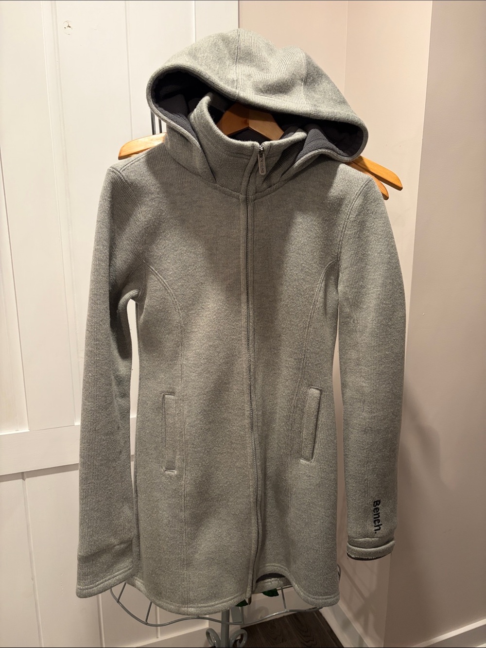 Bench Women’s Light Gray Hooded Zip-Front Fleece Jacket